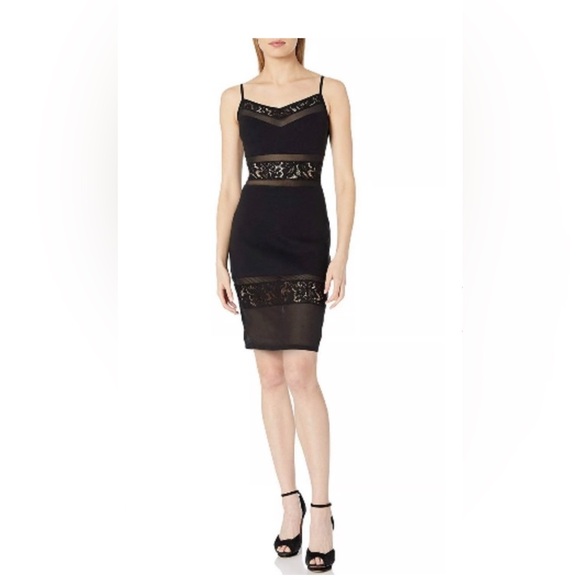 French Connection Black Lace Inset layer dress - Picture 1 of 6